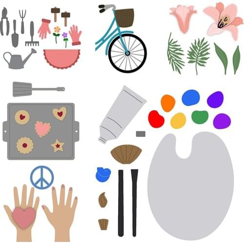 QWELL Metal Cutting Dies Painting Sheet Color Apron Tools Hands DIY Scrapbooking Craft Cards Embossing Dies 2021