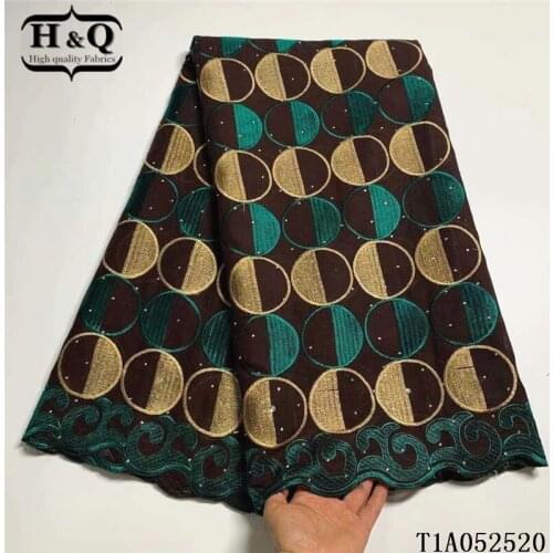 H&Q swiss lace fabric with rhinestones and stones 100% cotton fabric 5 yards nigerian mesh tulle for women sewing lace dress