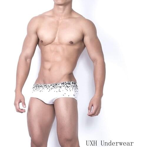 UXH Mens Swimsuit Hot Summer Men Push-up Pixel Swimming Trunks Padded Enlarge Bathing Surf Beach Boxer Shorts Sunga Masculina