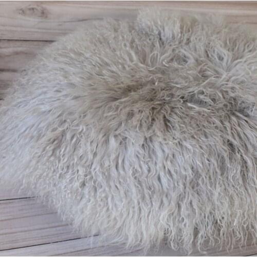 Grey Flokati Rug Vintage Newborn Rug Sheep Skin Blanket Posing Layer Wool Fabric Handmade Wool Stuffer Baby Fur Photography Prop
