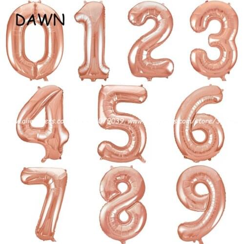 32inch Rose Gold number foil Helium balloon Float air balls Birthday Wedding party decoration baloon Kids Inflatable Toy