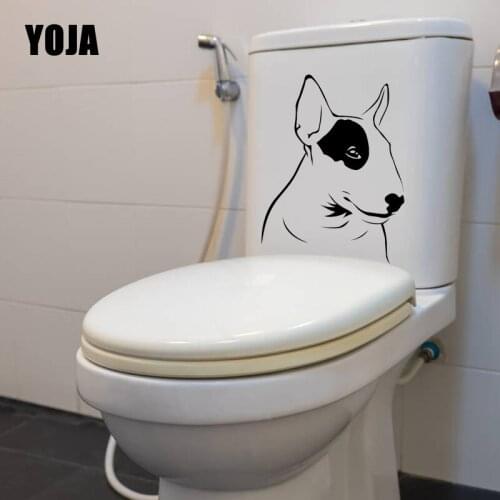 YOJA 18X23.8CM Creative Home Decor Bull Terrier Dog Animals Pets Wall Decal Toilet Seat Sticker T5-1449