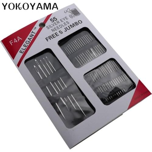 YOKOYAMA 55Pcs/Set Nickelage Sewing Needles Sew Pins Home DIY Household Tool Multifunctional Large-Eye Seam Needles Sack Needles