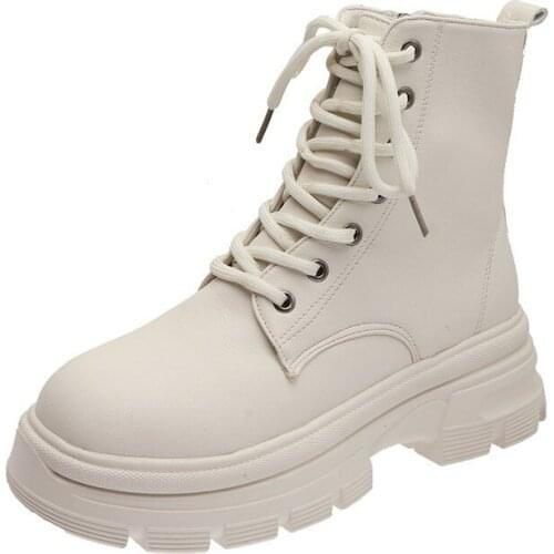 Womens Winter Ankle Boots Round Head 5.5cm Heel Zipper and Lace Round Head Platform 2021 New Fashion Womens Shoes Anti Slip