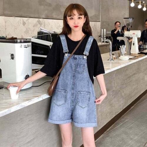 Women Denim Strap Shorts 2020 Summer New Loose Ladies Overalls Cute Japanese Women Short Jumpsuits