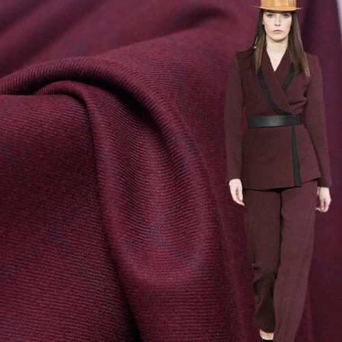 White Waxberry Japanese Dark Red Plaid Worsted Wool Fabircs 100%Wool Materials Women Suits Pants Sewing Cloth Tailor Freeshippin