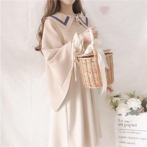Spring and autumn suit female new western style Japanese lolita girl student doll necklace dress long cloak shawl