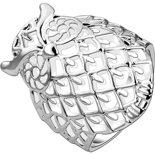 2018 New Fashion Silver Plated Color Owl Shaped Wedding Ring for Woman Dropshipping Jewelry For different occasion Girls Weddin