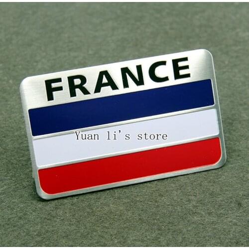 1X ALUMINUM PLATE LOGO FLAG " FRANCE " SIGN EMBLEM EMBLEMS DECAL CAR PARTS 80*50mm Car Styling