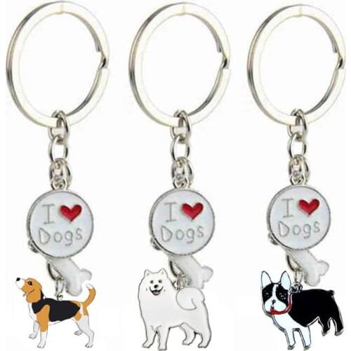 1PC Pet Dogs Tag Keychain Cute Animal Border Collie Keyring Metal Bag Pendant Key Holder Creative Jewelry Gift To Best Friend