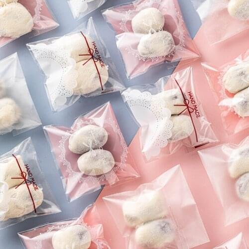 100PCS Candy Wrapping Biscuit Box Sealing Transparent Pocket Nougat Chocolate Self-Adhesive Party Gift