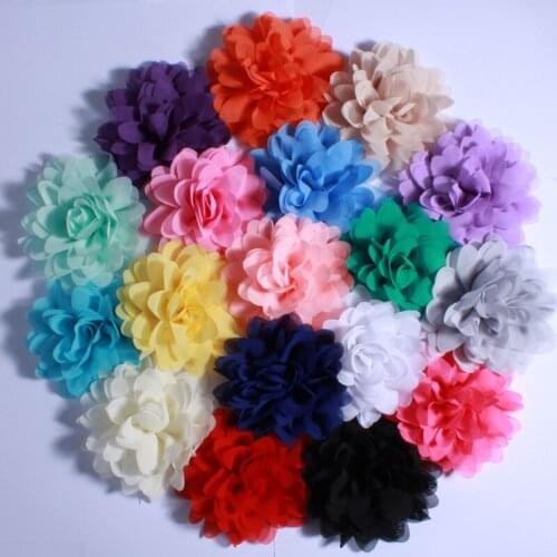 120PCS 9.5CM Big Chiffon Hair Flower Headband Flowers No Clips Flat Back Free Shipping U Pick