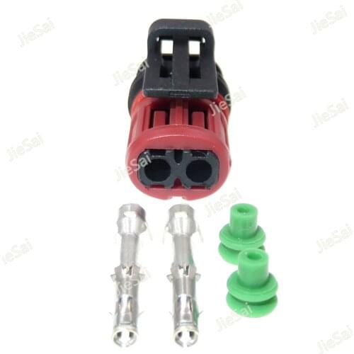 2 Pin Wire Cable Female Socket With Terminal And Rubber Seals 1.5 Series 1337245-3 Automotive Waterproof Connector