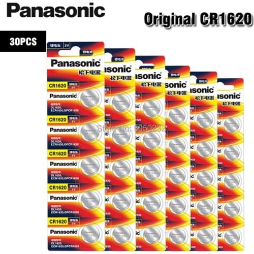 30pcs/lot Panasonic CR1620 3V Button Cell Coin Battery For Car Remote Control Electric Alarm CR 1620 Lithium Batteries