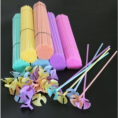 32cm 50set Macarone gold white Balloon supporting rod Packing bouquet support bracket Stand for balls Balloon accessories