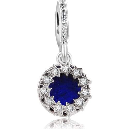 5PCS New Blue Enamel DIY Desire Beads Dream Star Charms Crystal Star Flower Pendants Fit Original Bracelets Necklaces For Women