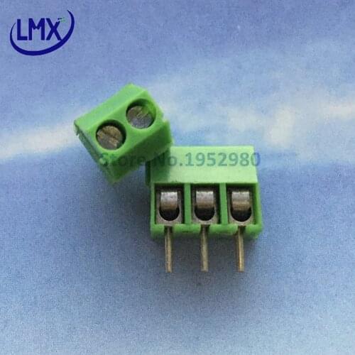 50PCS 3.5mm Pitch Screw Terminal Connector 2 Pin 3 Pin Straight Leg KF350 Copper Green PCB Terminal Blocks