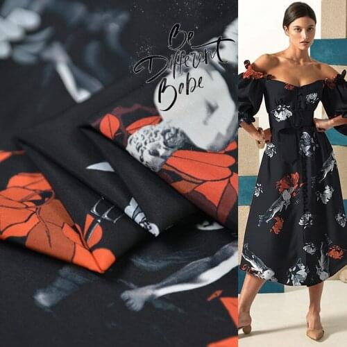 50cm*140cm Limited Heavy silk Peace Holy Statue Retro Wind Holiday Series Oil Painting Printed Silk Cotton Fabric