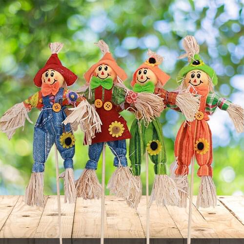 6pcs Autumn Fall Harvest Scarecrow Decoration Halloween Scarecrow For Garden Home Yard Porch Fall Harvest Standing Decoration