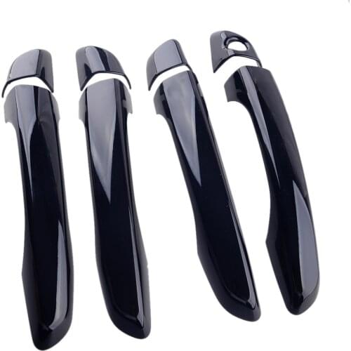 8Pcs/Set Car ABS Glossy Black Outer Door Handle Cover Trim Without Smart Hole Decor Fit For Hyundai Elantra 2017 2018 2019 2020