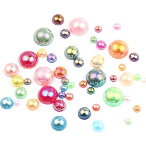 2000pcs 3/4/5/6/8mm Imitation Pearl Beads Flat Back AB Colors Cabochon Half Round Light Bead Scrapbook Decoration DIY Accessor