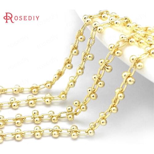 39708)1 Meter 24K Gold Color Brass Special Necklace Bracelets Chains Jewelry Making Supplies Diy Findings Accessories