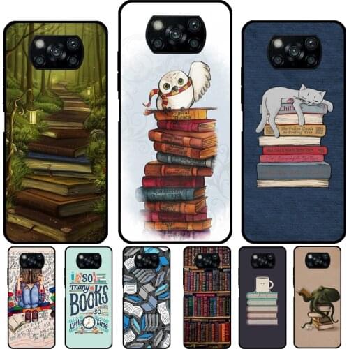 Read Books illustration For POCO X3 Pro F2 F3 M3 Pro Case For Xiaomi Mi Note 10 Lite 9T 10T Pro Mi 11 Ultra Cover