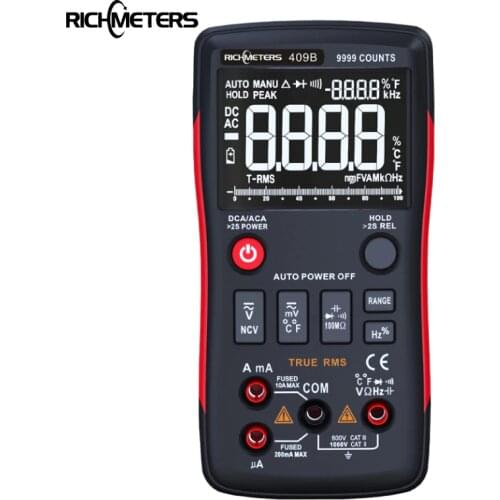 RM409B True-RMS Digital Multimeter Button 9999 Counts With Analog Bar Graph AC/DC Voltage Ammeter Current Ohm Auto/Manual