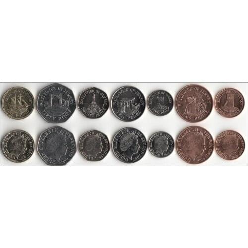 Jersey 7 Pieces 1 Set Europe Coins New Original Coin UNC Commemorative Edition 100% Real EU