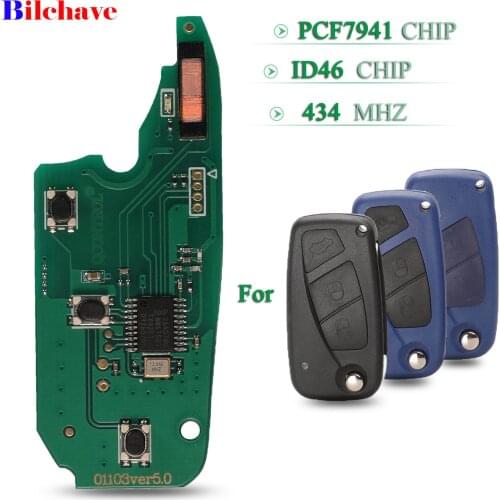Bilchave 3 Buttons 434Mhz Remote Car Key Circuit Board ID46 PCF7941 Chip Fob For FIAT 500 Doblo Fiorino Grande Punto Evo Qubo