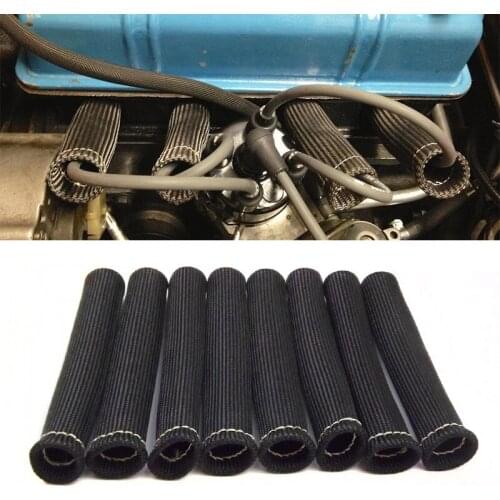 JXLCLYL 8pcs 2500 DEGREE Spark Plug Wire Boot Protector Sleeve Heat Shield Cover Black