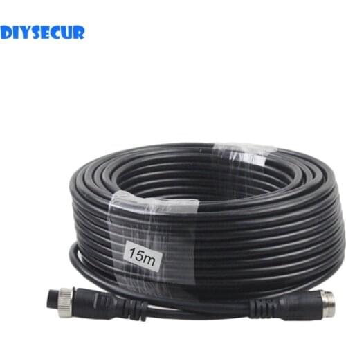 DIYSECUR Waterproof 15 Meters 49 Feet 4pin Connectors Extension Cord Video / Signal Cable For Camera Monitor Reversing System