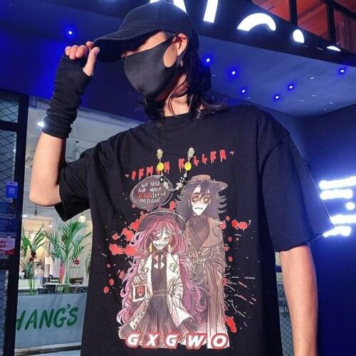 Korean Cotton Loose Dropshipping Hip Hop Tops Harajuku Vintage Punk Clothes Women T-Shirts Vintage Black Dark Streetwear Clothes