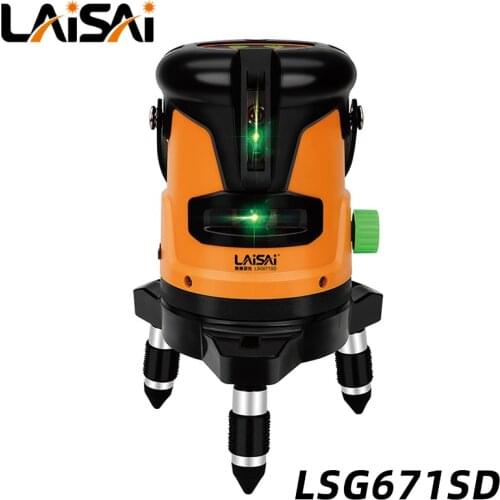 LAISAI Laser Level Self-Leveling Horizontal LSG671SD 2 Lines 2 Strong Light Spot Type Green Laser Marking Instrument
