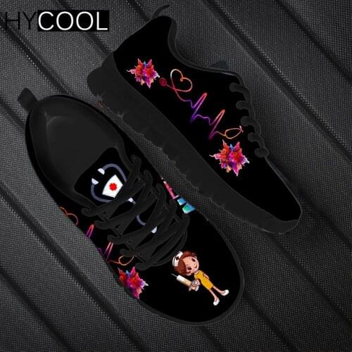 HYCOOL Hot Selling Women Sport Sneakers Cute Nurse Doctor Print Lady Outdoor Breathable Running Shoes Casual Zapatillas Mujer