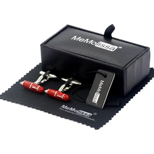 MeMolissa Display Box Cufflinks Red Pen Cufflinks Novelty Fountain Pen Design French Mens Wedding Cufflink Free Tag & Wipe Cloth