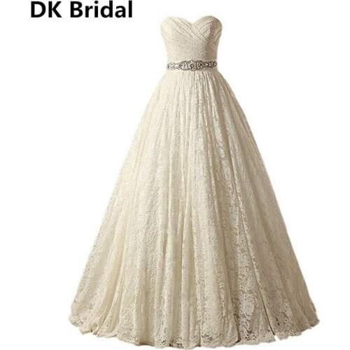 Custom Made Vestido De Noiva Sexy A-Line Lace Sweetheart Sashes Wedding Dress 2019 In Stock Bridal Gowns Robe De Mariage