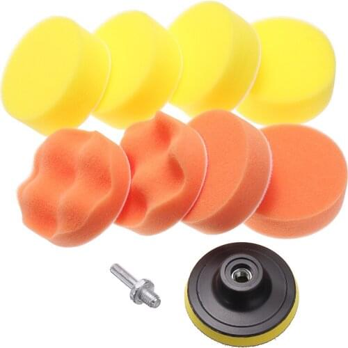 10Pcs 3 Inch Car Polishing Pads Kit Clean Sponge Waxing Wheel Wool Backer Pad Accessories for Headlight Repair Care