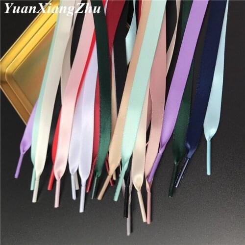 New 15 Color 1 cm Width Satin Silk Ribbon Shoelaces 80/100/120/150 CM Length Sneaker Sport Shoes Lace Drop Shipping S-2