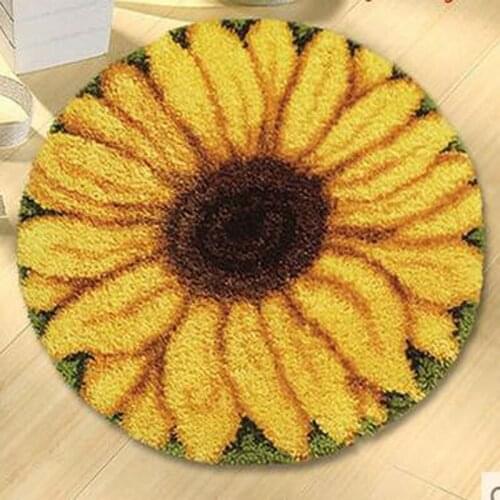 Oneroom DIY Needlework Unfinished Crocheting Rug Yarn Cushion Mat Ladybird Flowers Embroidery carpet sunflower