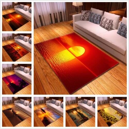 3D Dream Sunset Scenery Carpets for Living Room Bedroom Area Rugs Girls Room Decoration Mats Baby Crawling Anti-slip Soft Carpet