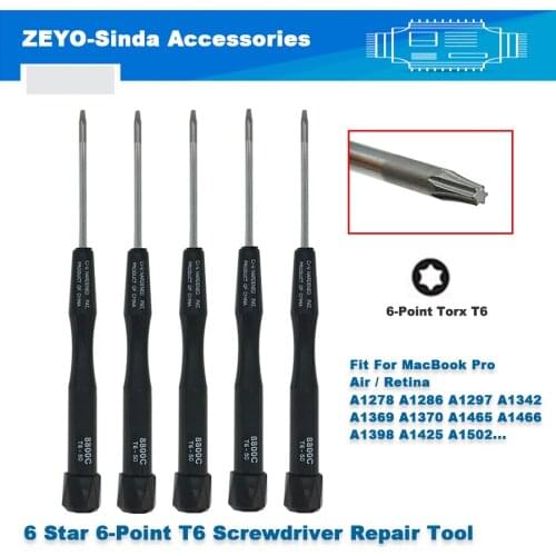 1PC 6 Star 6-Point T6 Hexagonal Screwdriver Repair Tool For Macbook Air Pro Retina Professional Maintenance Tools