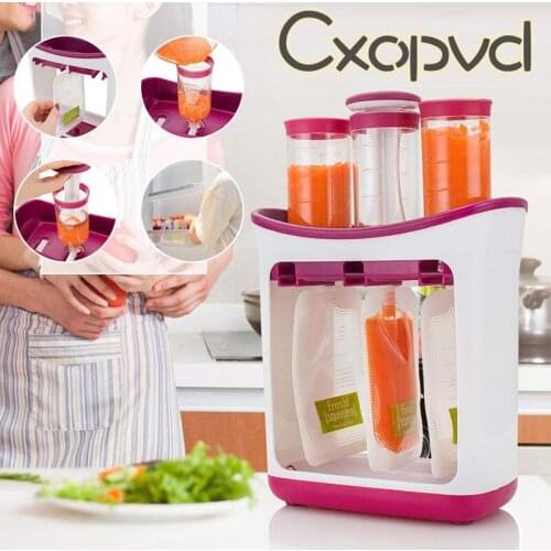 Newborn Baby Food Containers Storage Baby Feeding Maker Supplies Baby Food Fruit Juice Maker Easy Clean with 10 Pouches Bags