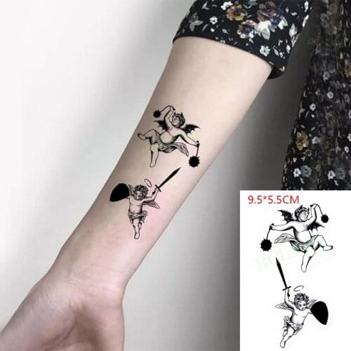 Waterproof Temporary Tattoo Sticker Angel Wings Cupid Baby Sword Body Art Flash Tatoo Fake Tatto for Woman Men