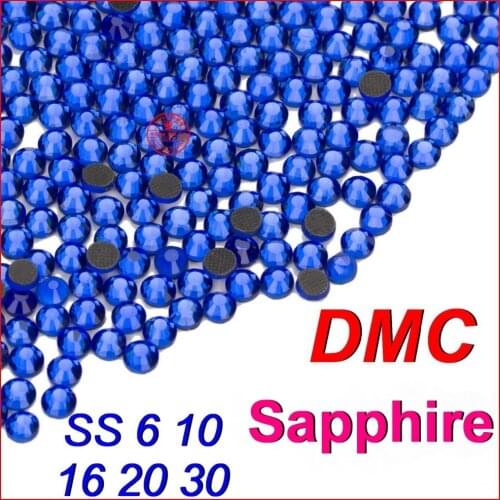 Top Grade Quality ! SS6 10 16 20 30 Sapphire Crystal DMC Flatback Hot Fix Rhinestone Beads Jewelry for Women Wedding DIY Clothes