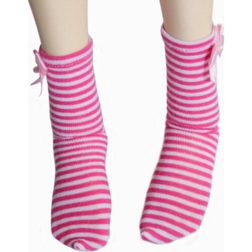 [wamami] 11# Pink Bow Stripes Socks/Stockings For 1/3 SD DOD AOD DZ BJD Dollfie