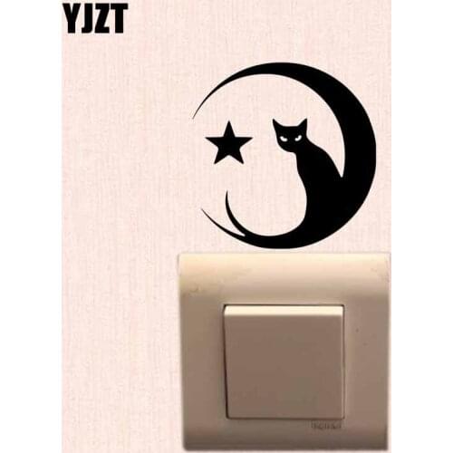 YJZT Cats In The Moonlight Wall Switch Sticker Home Room Decor Funny Cartoon Vinyl Decal 17SS-0677