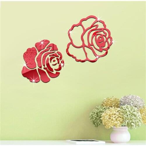 Rose PS mirror wall sticker living room Valentines Day gift for girlfriend pasted on the wall
