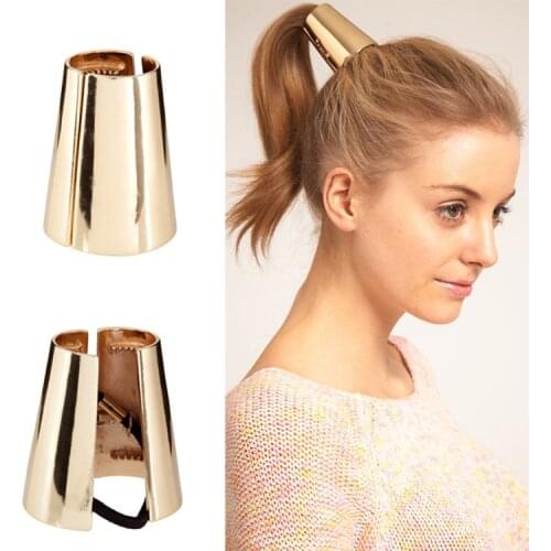 New Fashion Women Simple alloy polished horsetail buckle Hair Rope Girls Hair Elastic Bands Hair Accessories