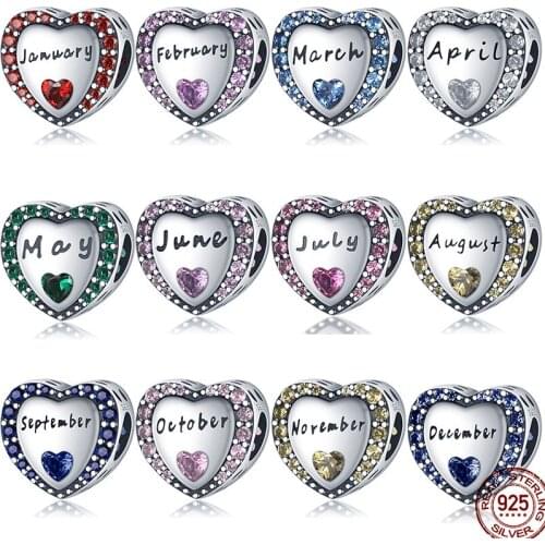 New 925 Sterling Silver 12 Constellation Charm & Beads Fit Original 3mm Bracelet For Women Birthday Fashion Jewelry Gift